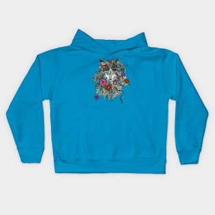 Floral Wolf. Kids Hoodie